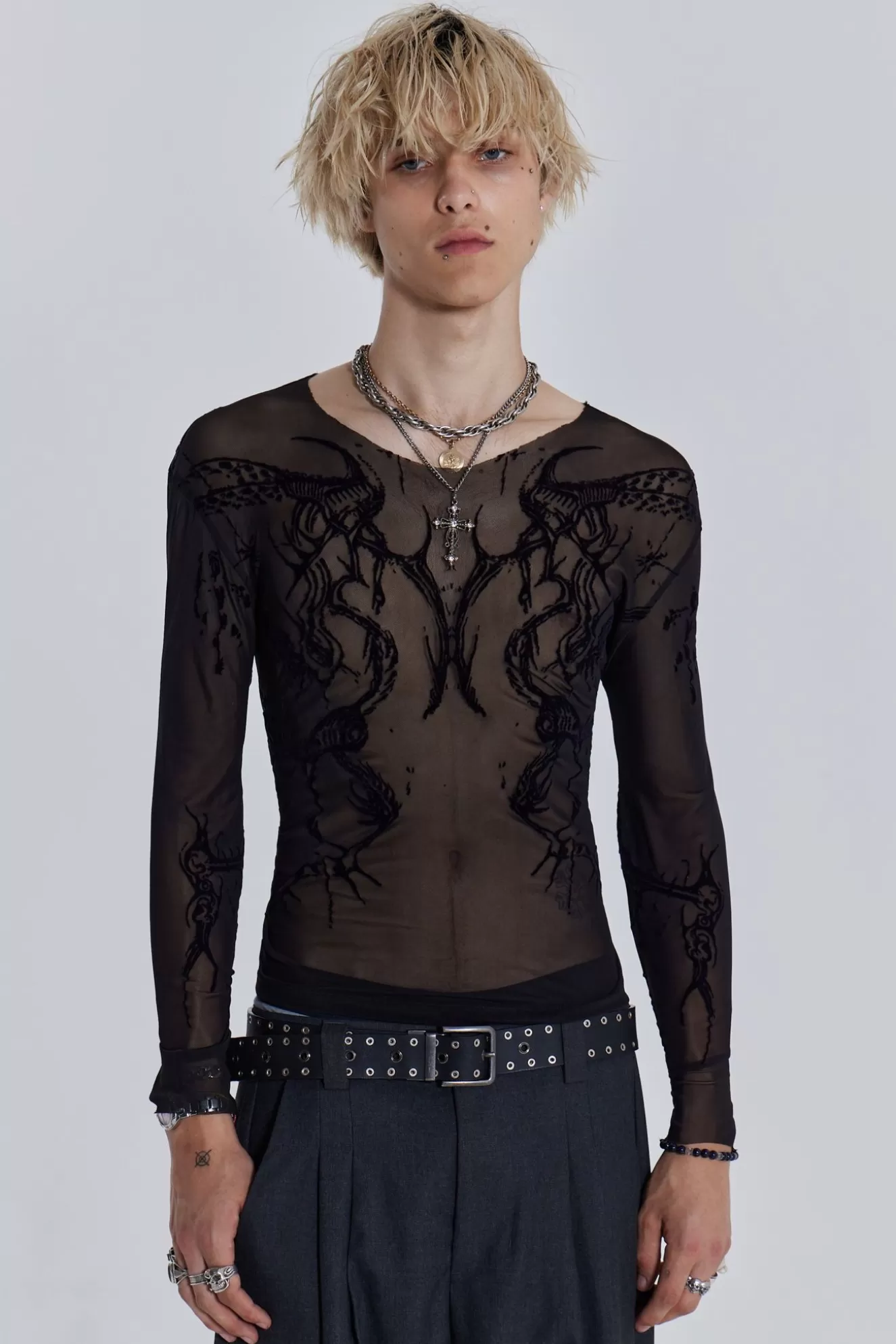 Cheap Black Wings Mesh Top Men T-Shirts
