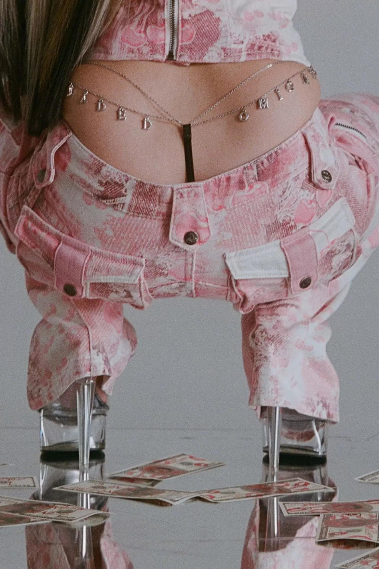 Store Cherry Babygirl Denim Cargo Trousers Women Trousers & Pants