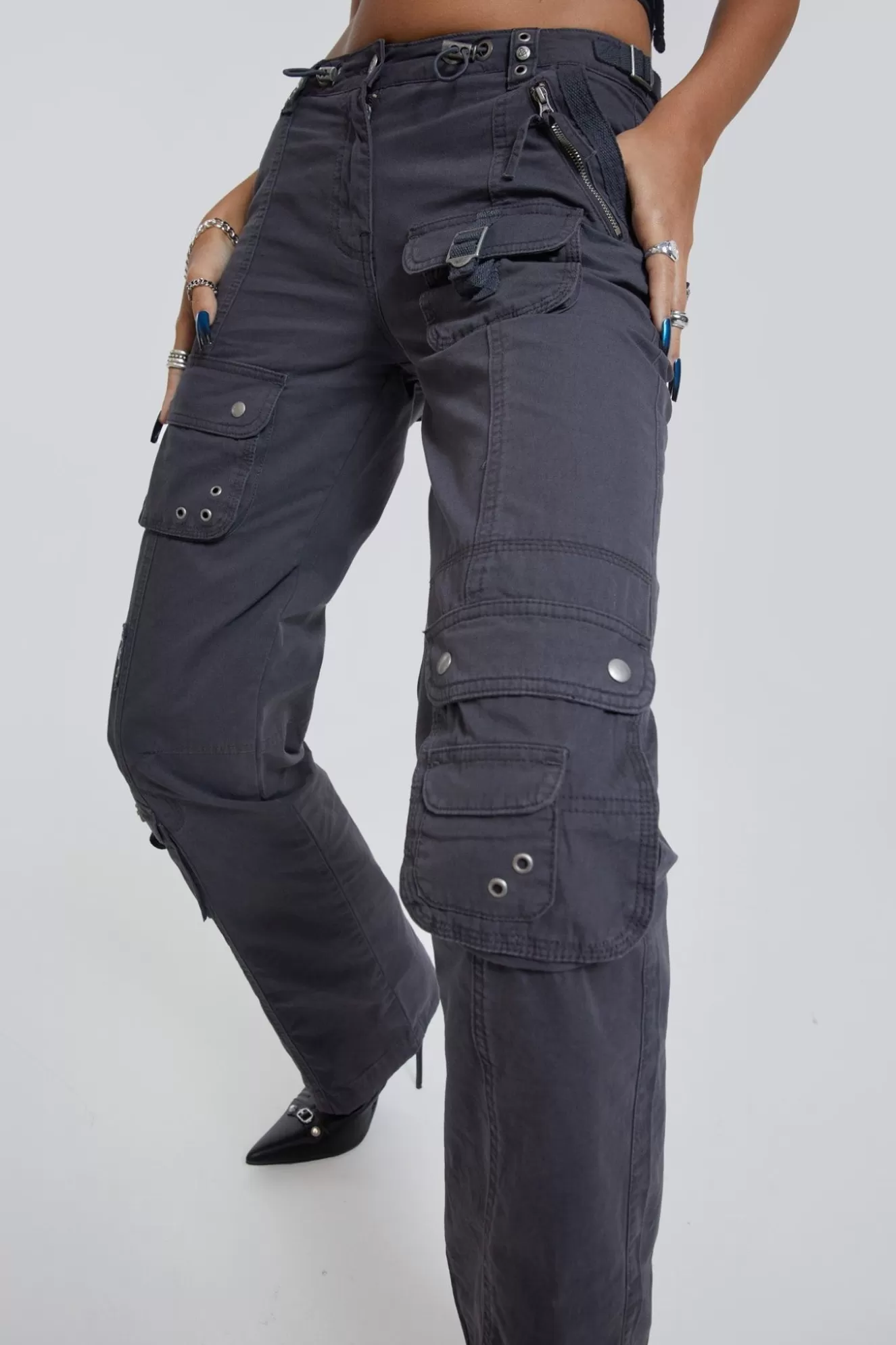 Sale Vintage Grey Low Rise Cargo Pants Women Co-Ords