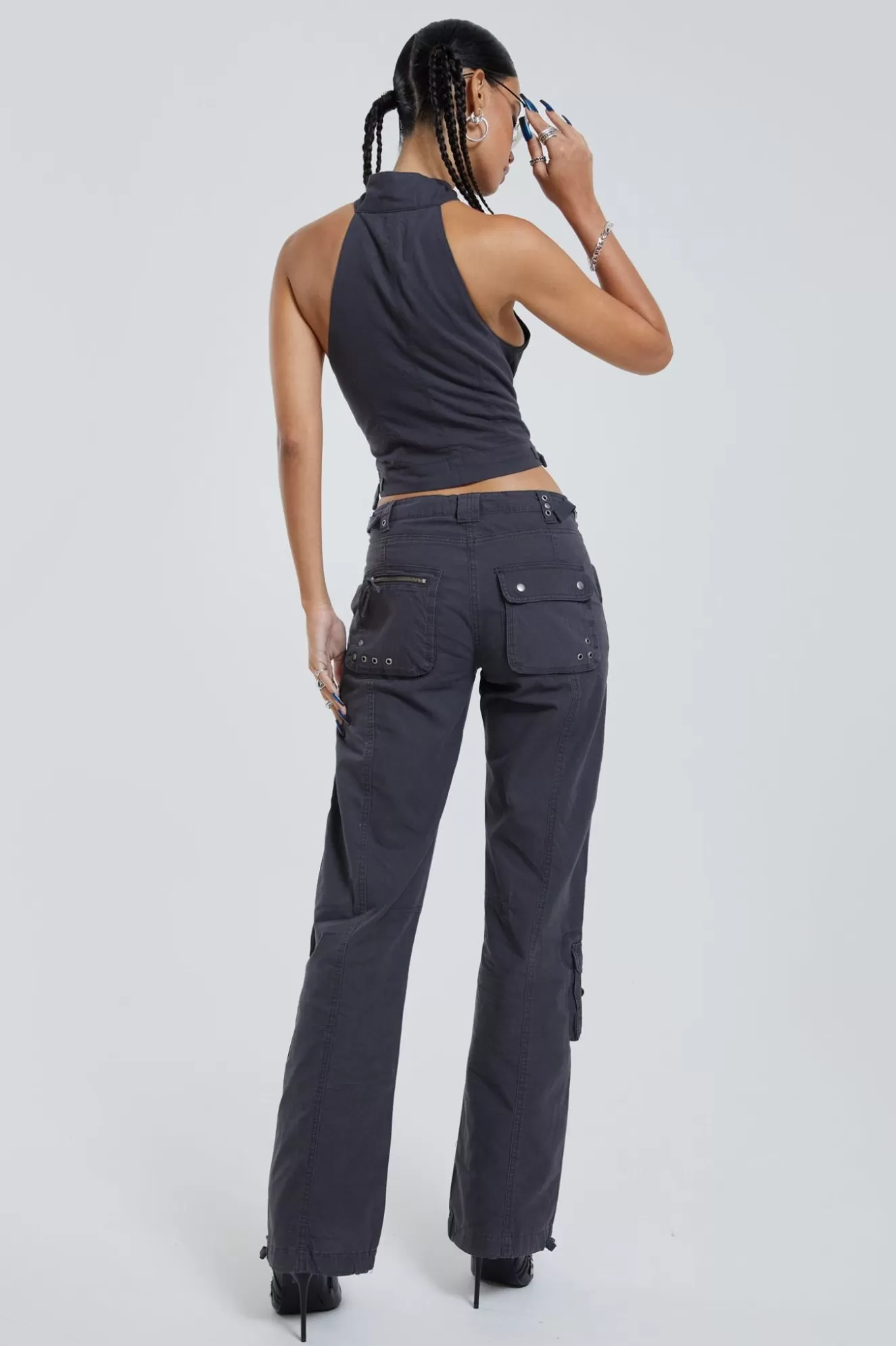 Sale Vintage Grey Low Rise Cargo Pants Women Co-Ords