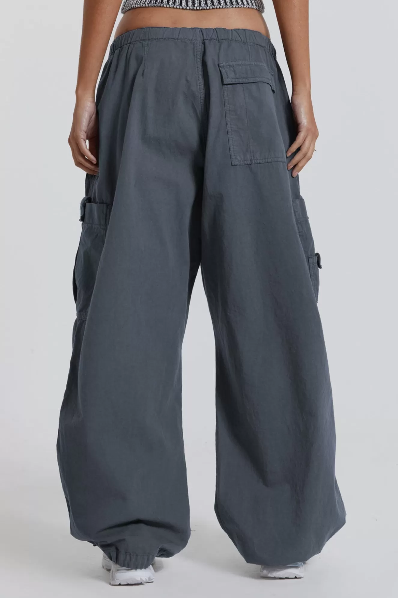 Clearance Vintage Grey Parachute Cargo Pants Women Trousers & Pants