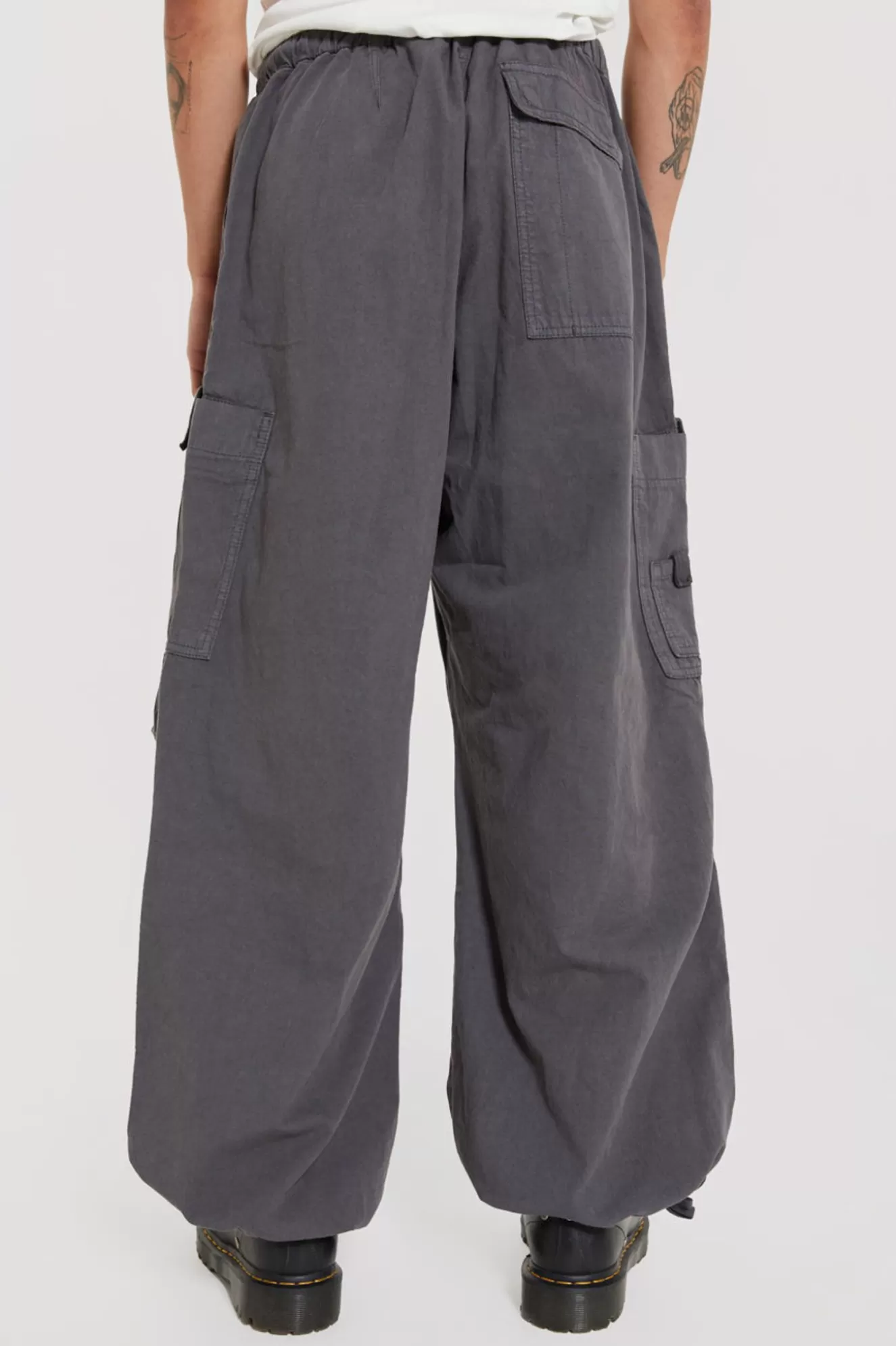 Online Vintage Grey Parachute Cargo Pants Men Parachute Pants