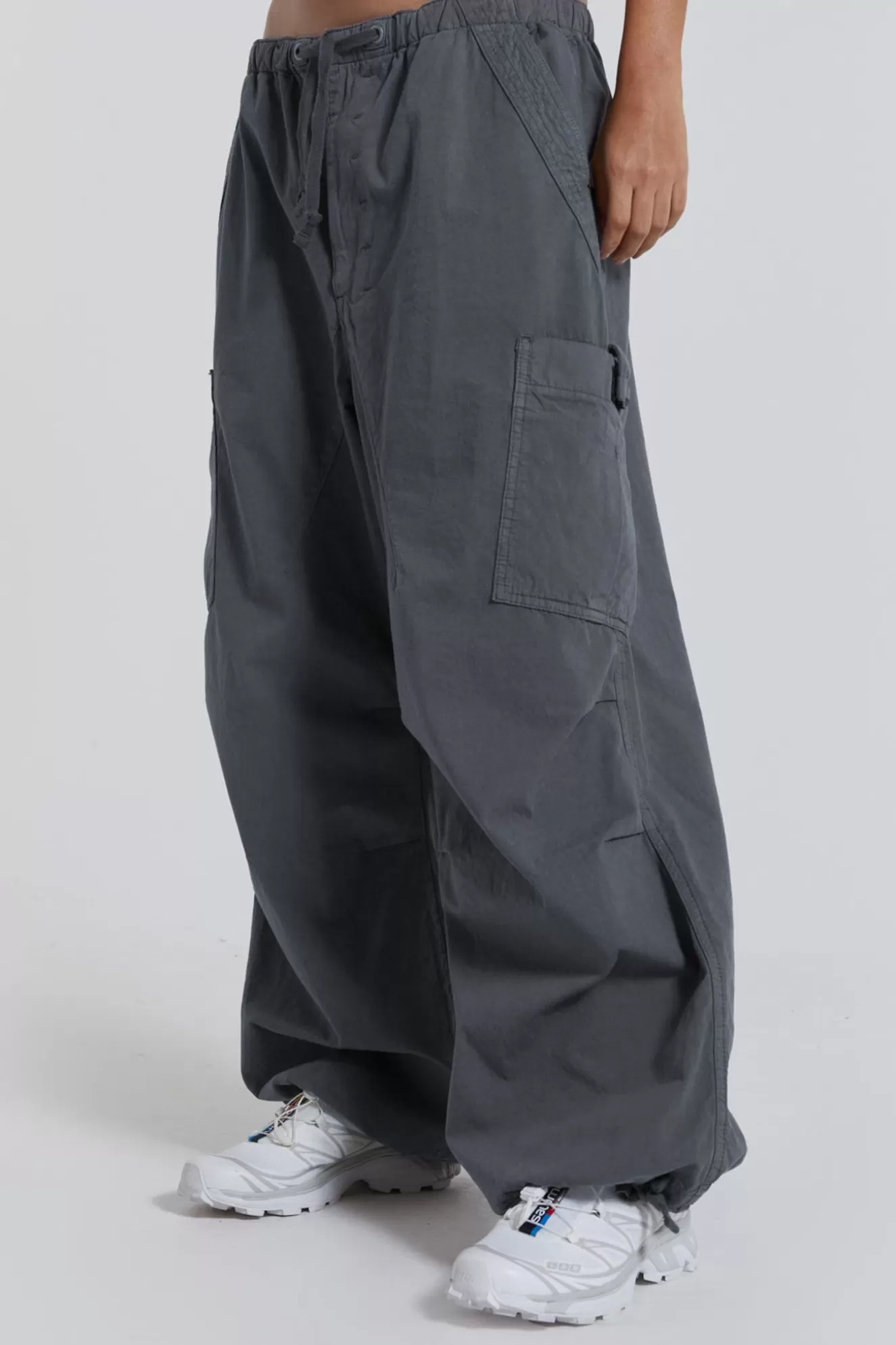 Clearance Vintage Grey Parachute Cargo Pants Women Trousers & Pants
