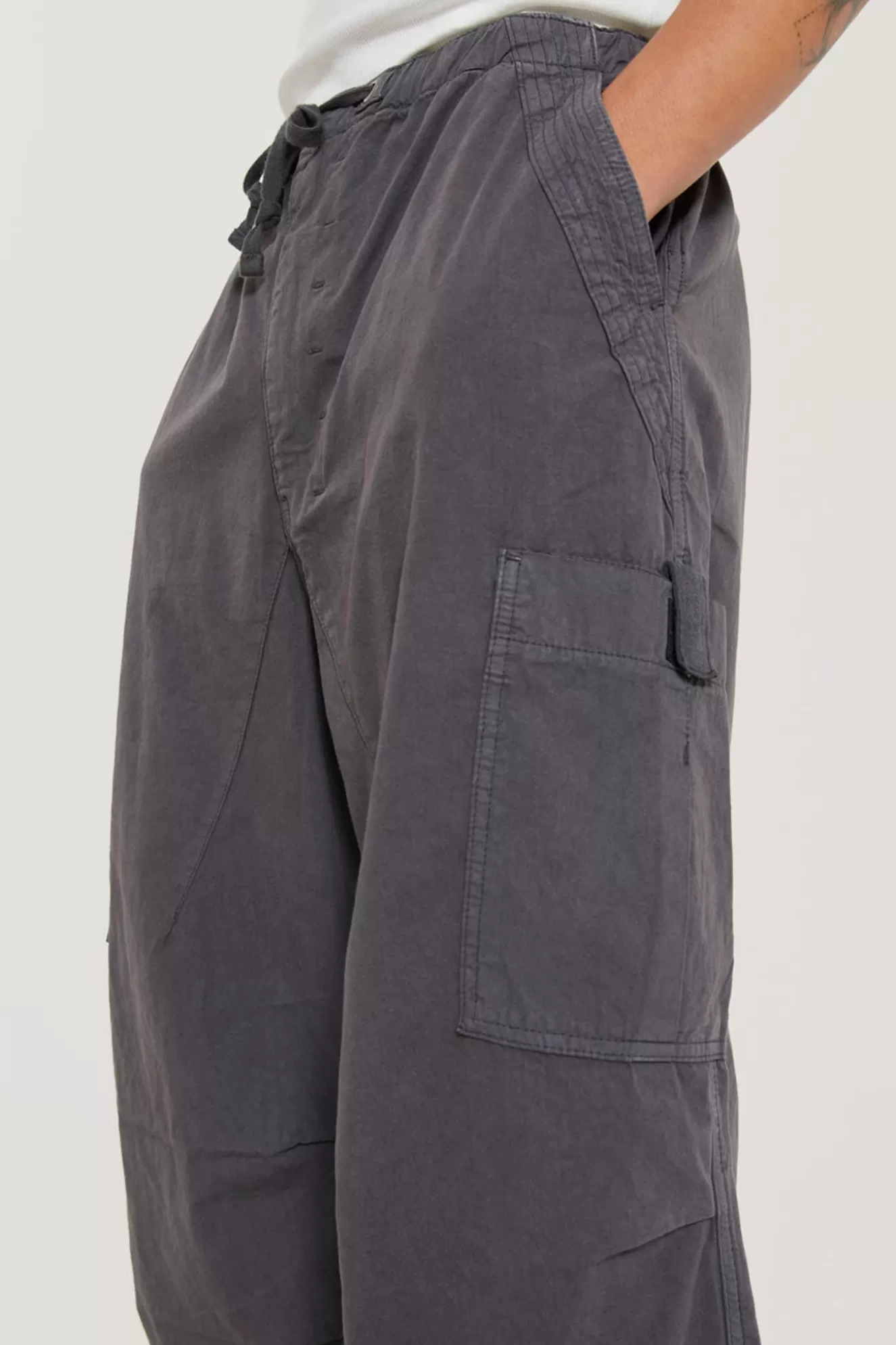 Online Vintage Grey Parachute Cargo Pants Men Parachute Pants