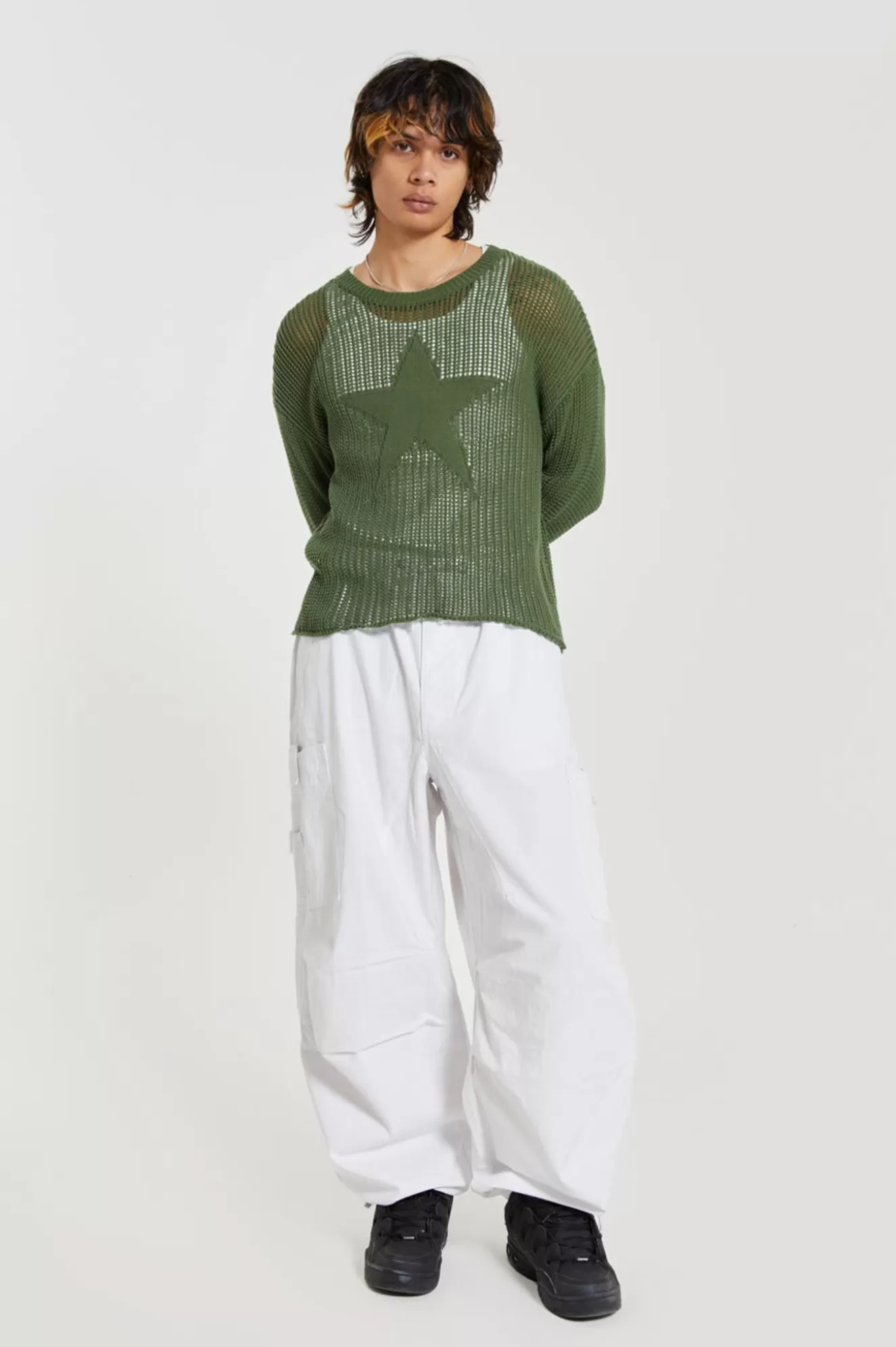 Shop White Parachute Cargo Pants Men Parachute Pants